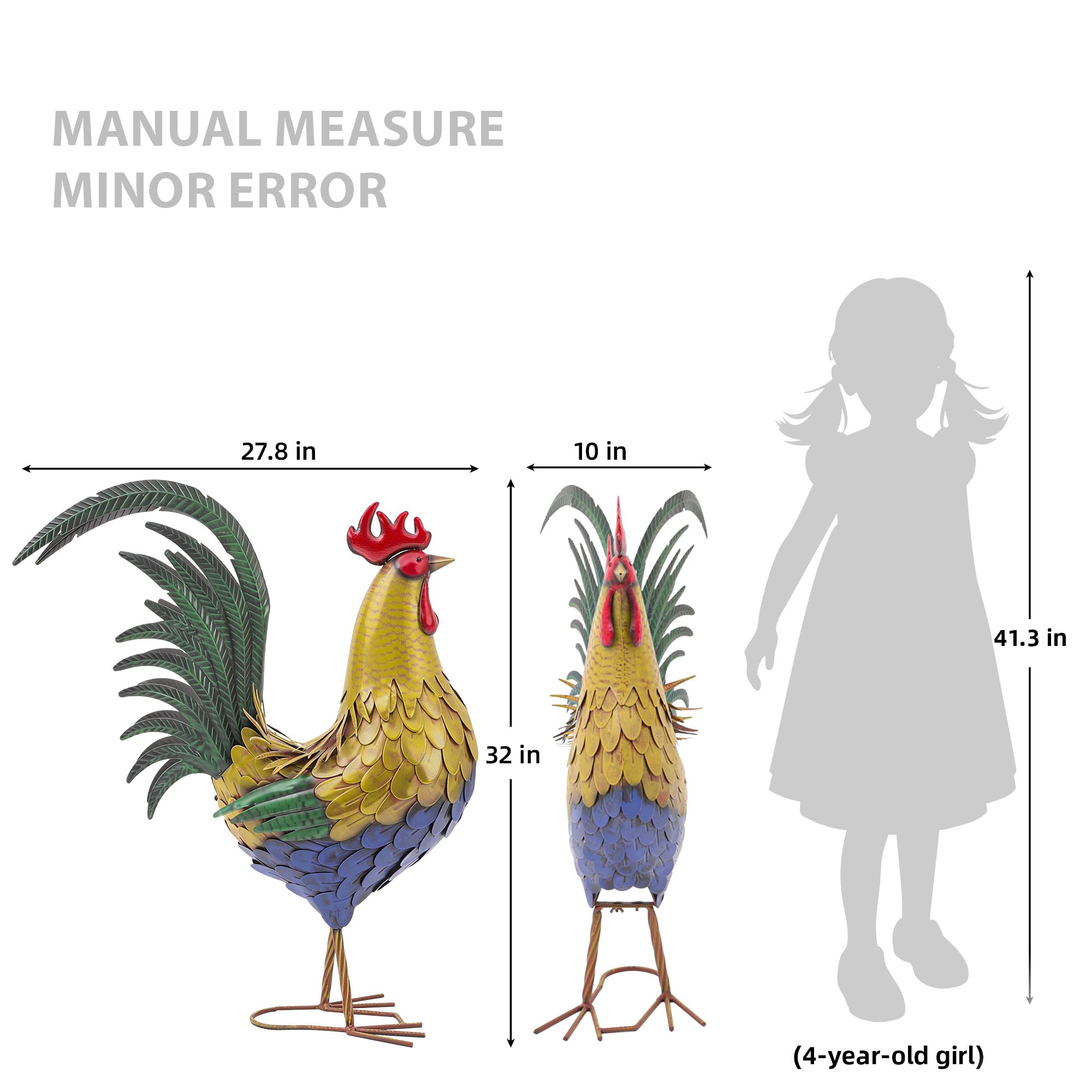 Autodaya rooster on patio demonstrating weather-resistant décor and seating accent