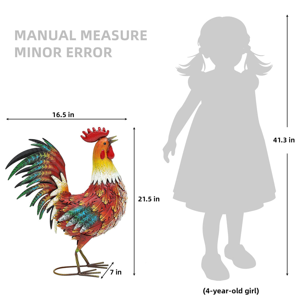 Autodaya rooster on patio adding rustic charm and focal interest