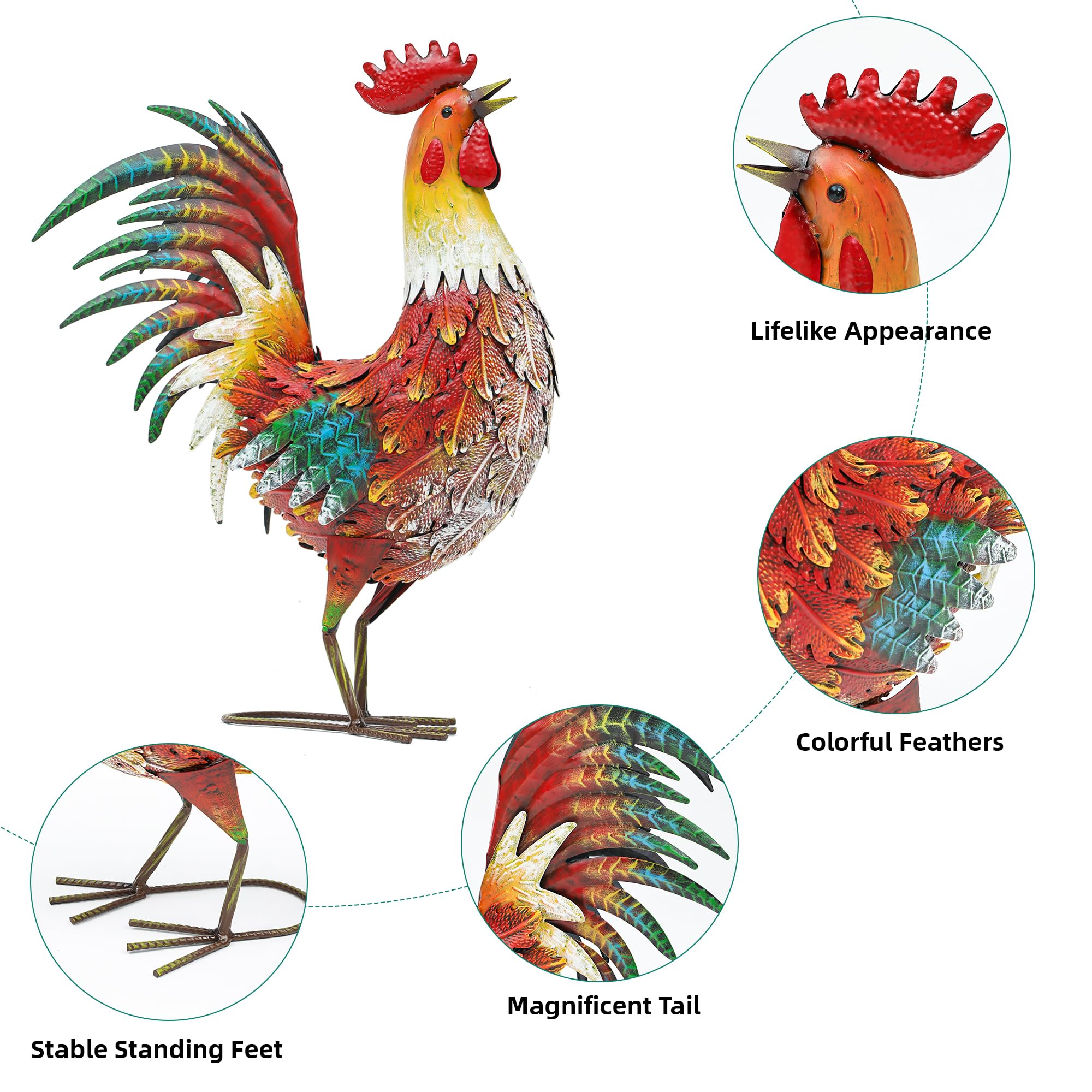 Autodaya rooster next to planter showing compact size and scale