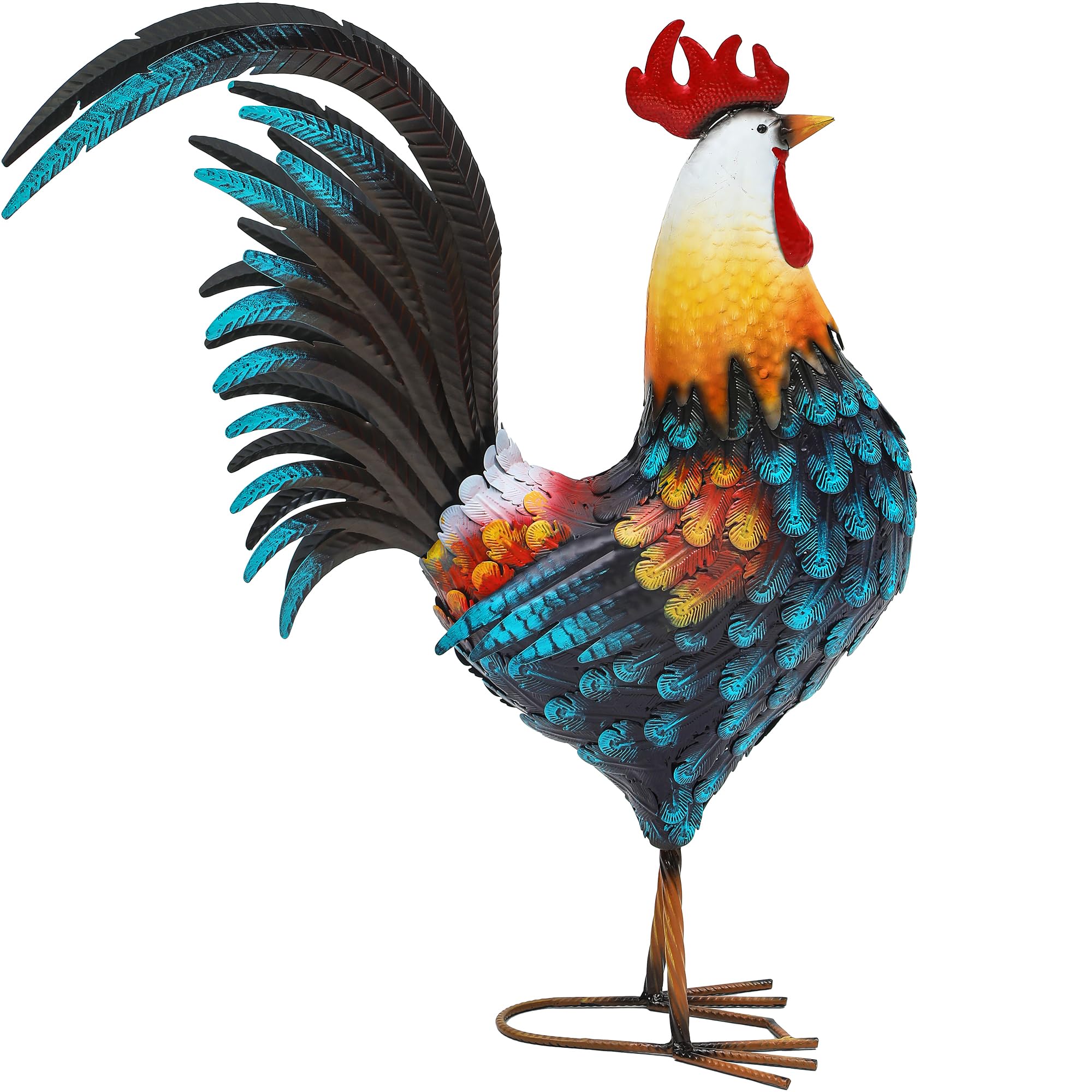 Autodaya rooster side profile highlighting pose and garden presence