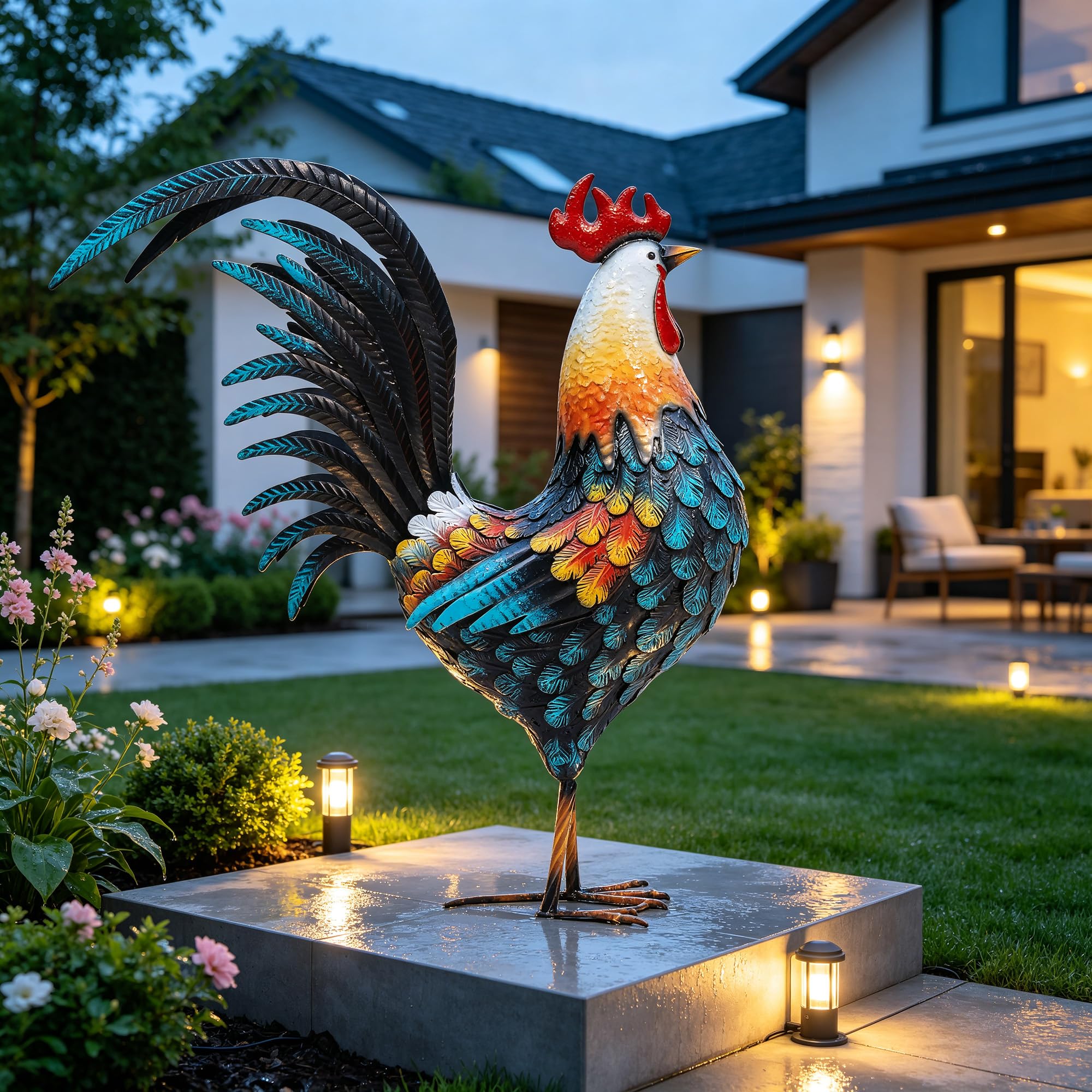 Autodaya rooster stake and base showing secure installation benefit