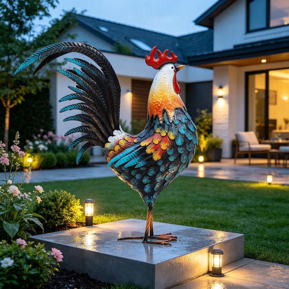 Autodaya rooster stake and base showing secure installation benefit