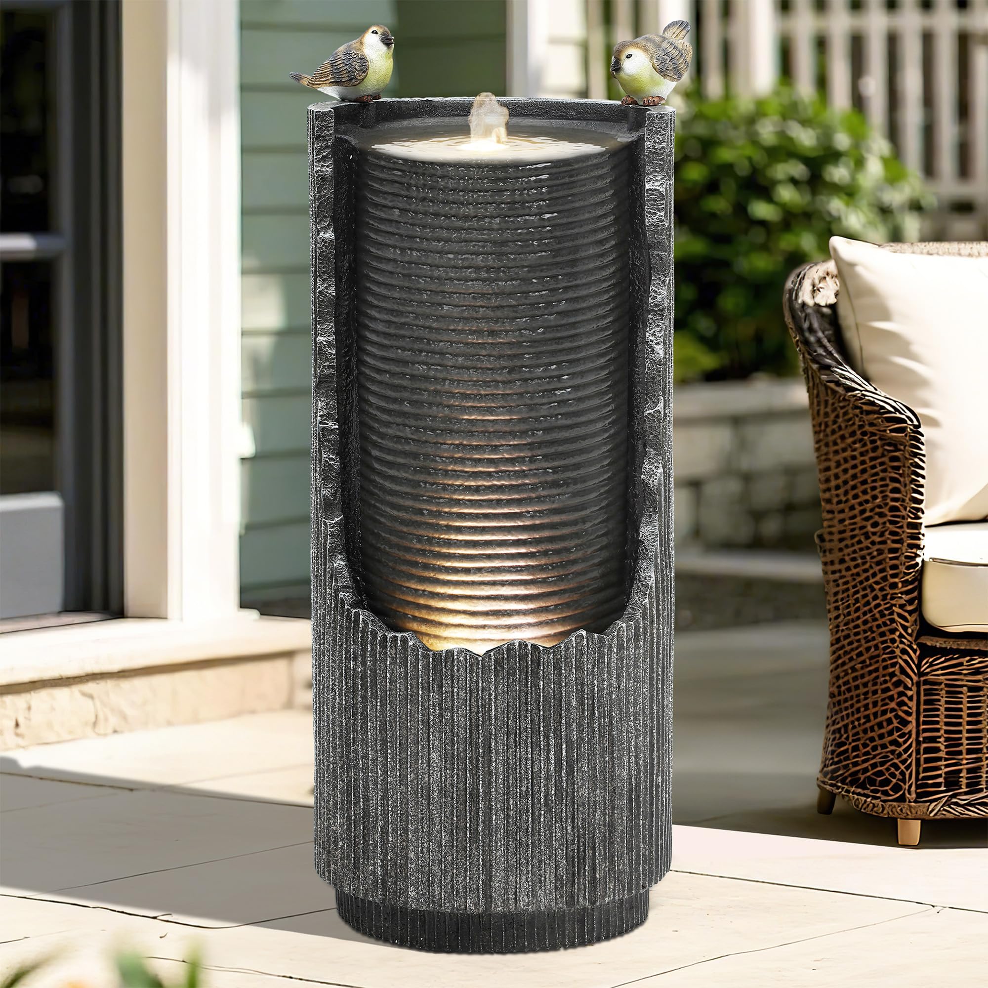 AUTODAYA beside chair to show scale and easy placement on patios