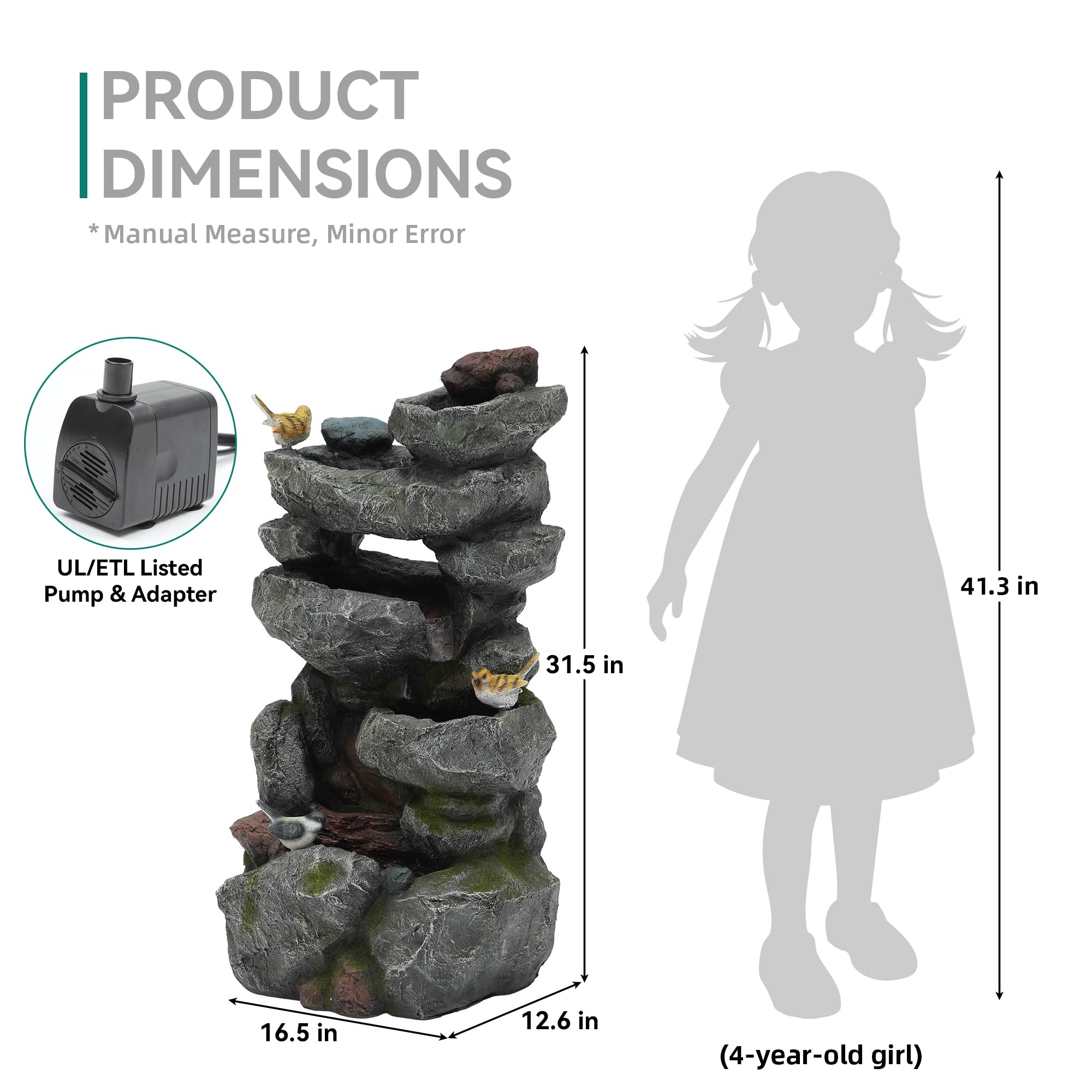 AUTODAYA side profile capturing cascading water flow and soothing sound benefits