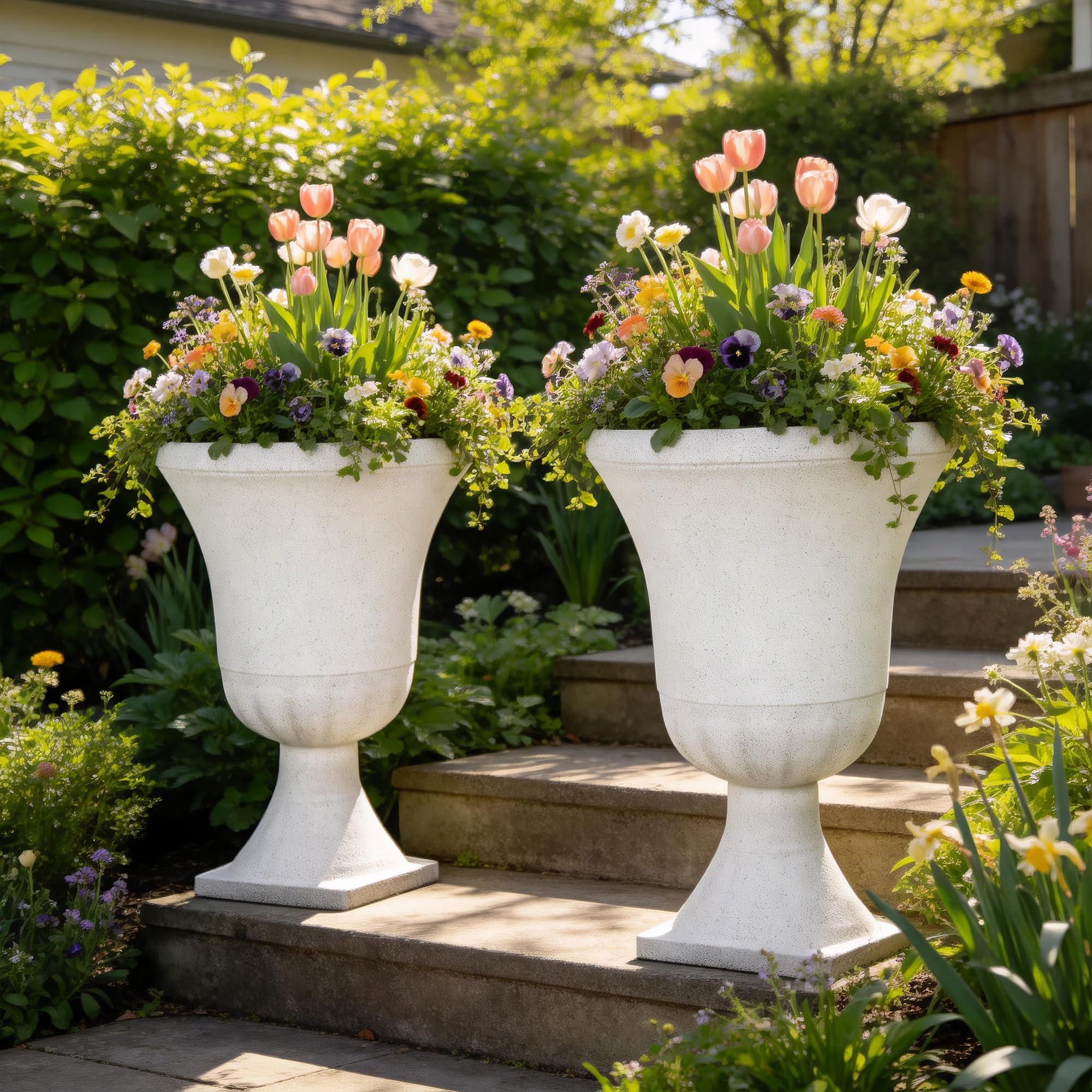 AUTO DAYA styled entryway display demonstrating how urns frame doorways and add charm