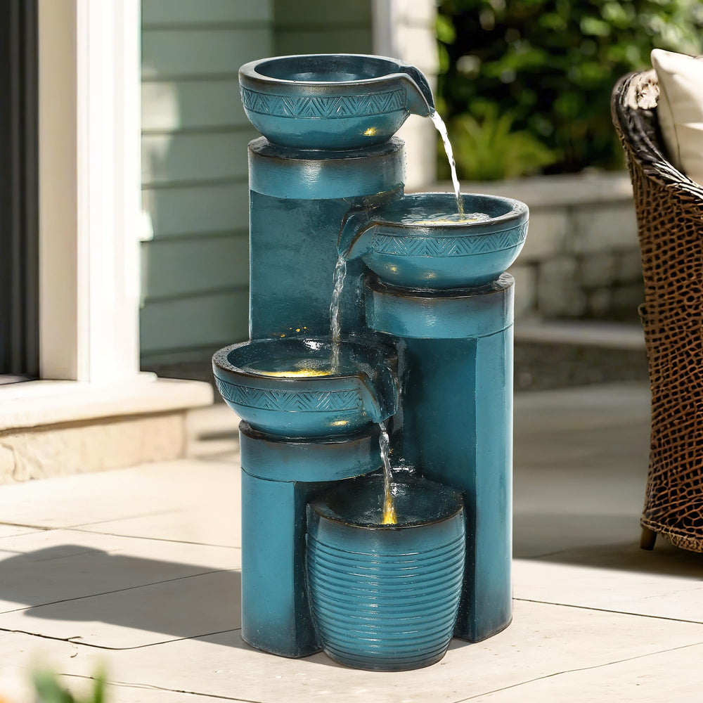 AUTO DAYA top tier detail showing cascading water for calming sound and motion