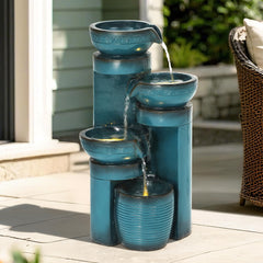 AUTO DAYA top tier detail showing cascading water for calming sound and motion