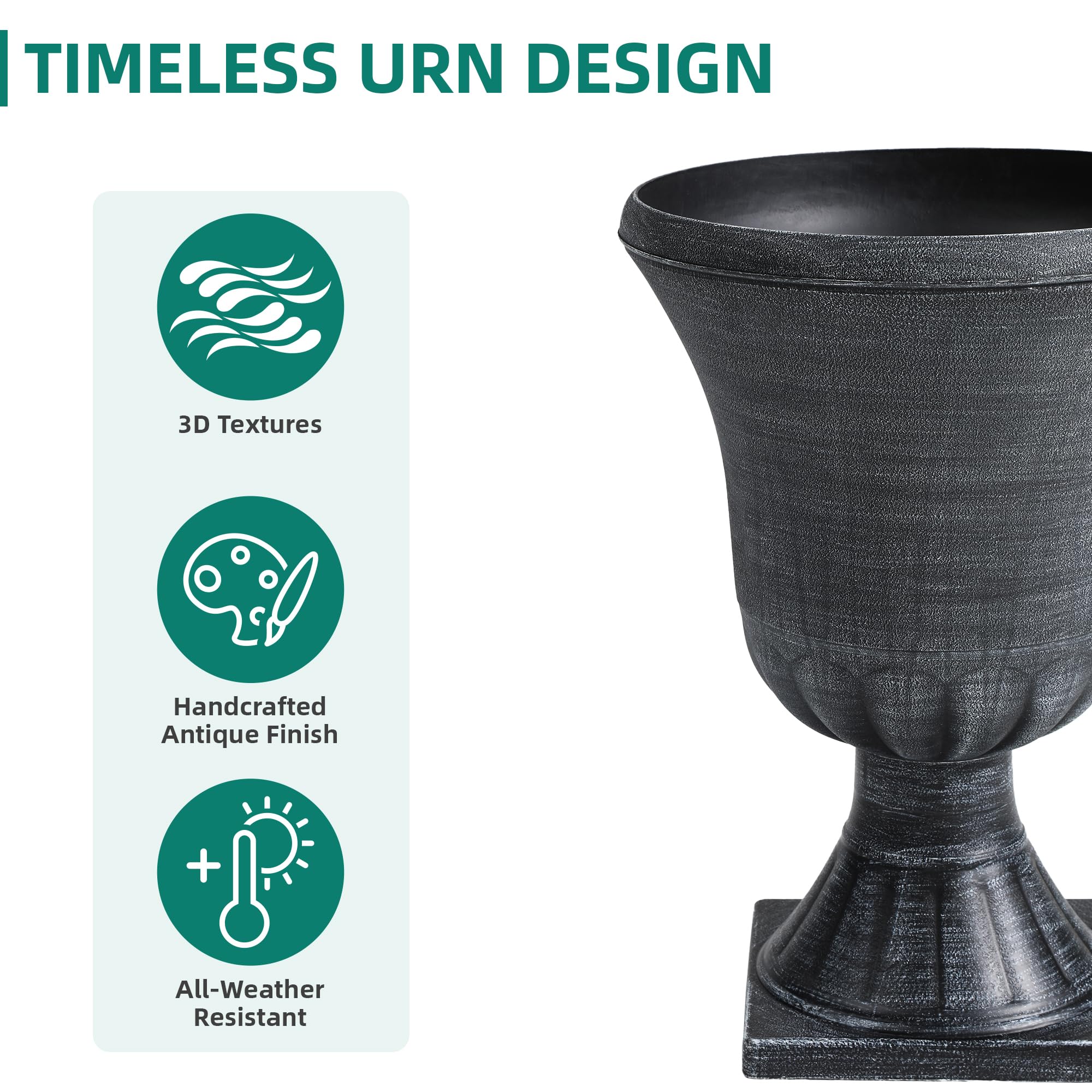 AUTO DAYA planted urn on patio demonstrating how it elevates outdoor decor