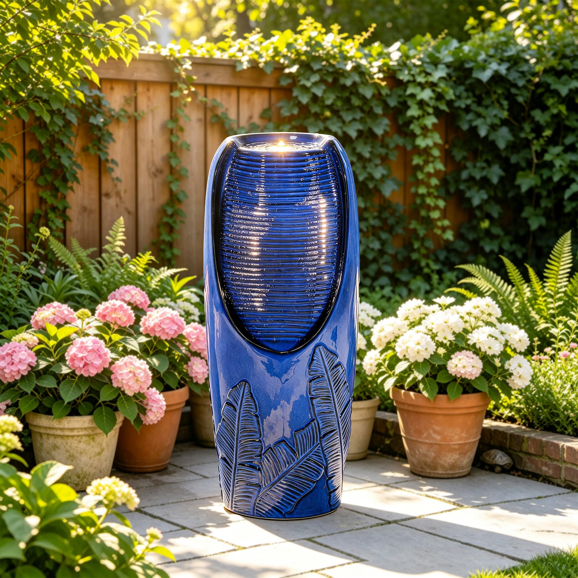 AUTO DAYA cascading water detail, demonstrates soothing sound and movement