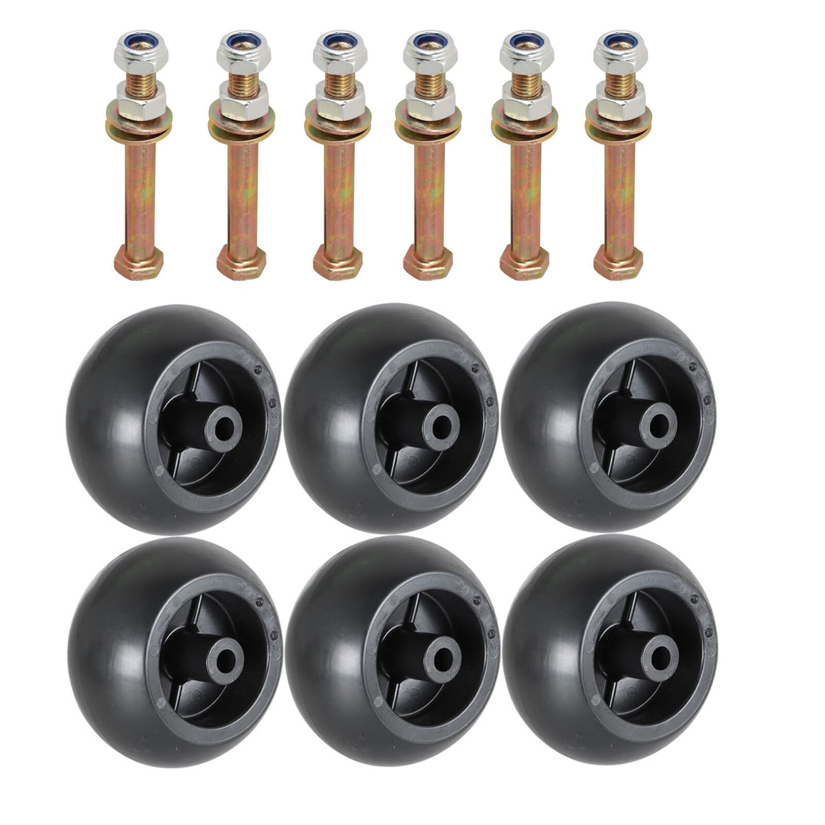 Autoparts front view of the six-deck wheel kit showing complete set and easy replacement benefit