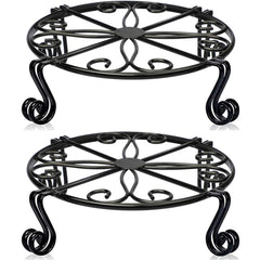 Autopromake front view of two black plant stands showing sturdy support