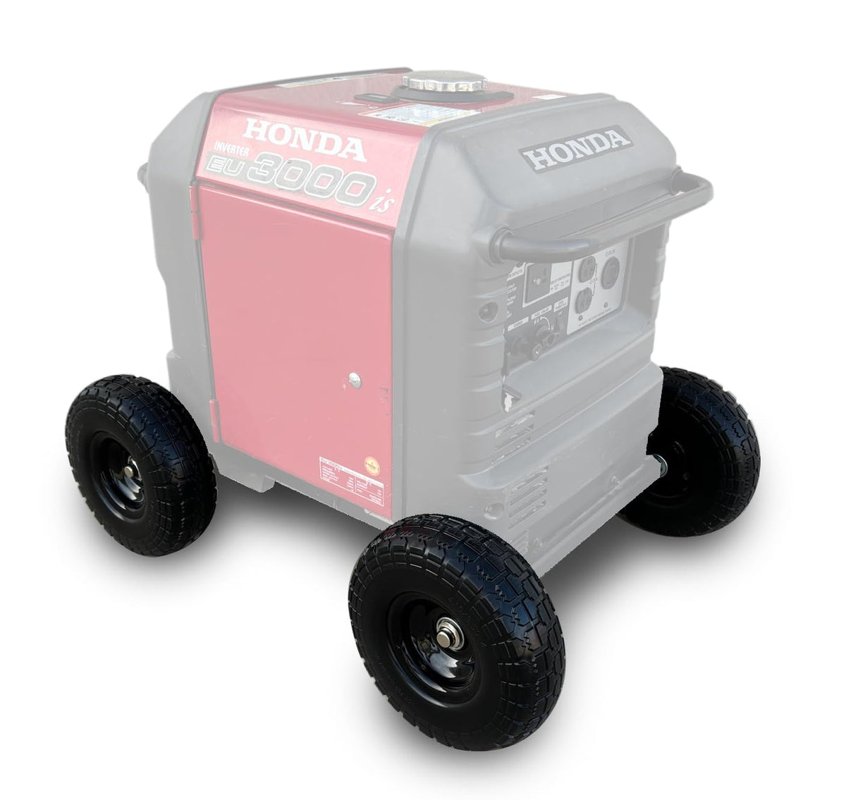 Autoworks XTRM front view of wheel kit showing robust wheels and tires for easy mobility