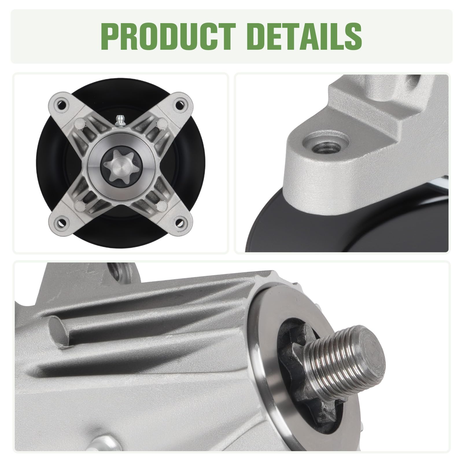Autsurles spindle shaft close-up showing smooth machined surface for secure blade mounting