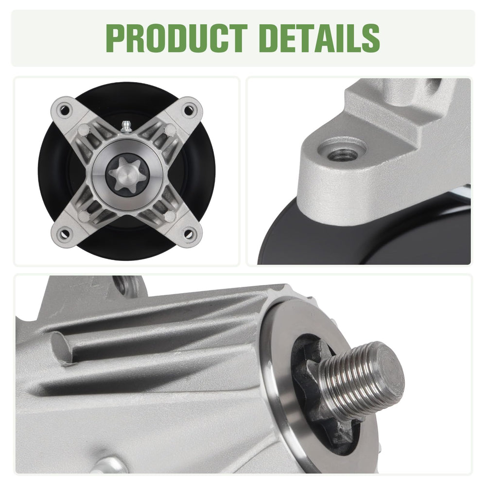 Autsurles spindle shaft close-up showing smooth machined surface for secure blade mounting