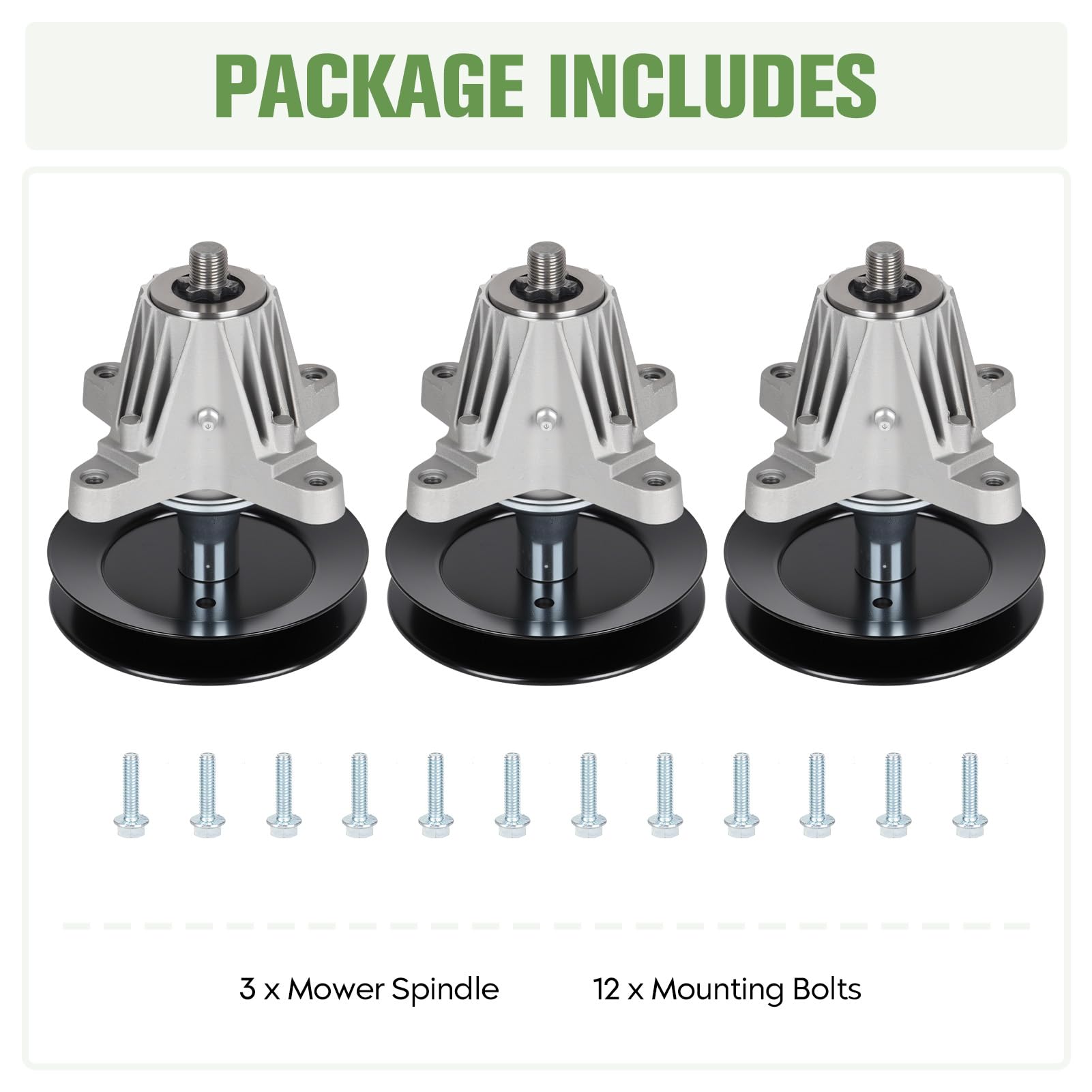 Autsurles spindle size comparison with ruler to confirm 54-inch deck compatibility