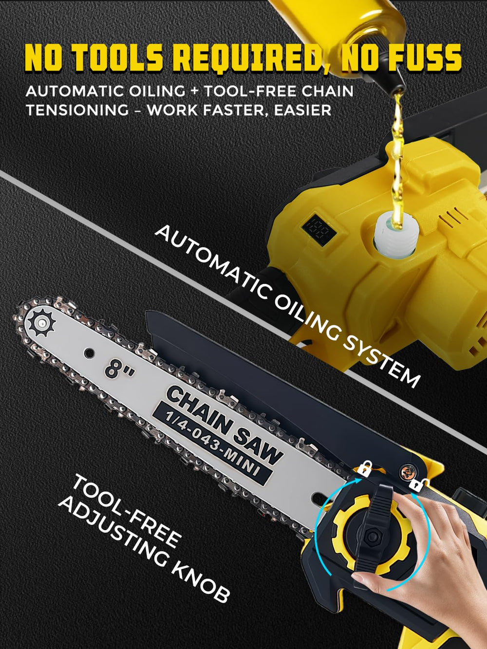 Autubin dual batteries and LED display showing remaining power for longer runtime