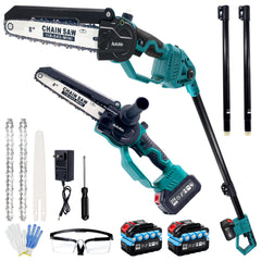 Autubin front packaging showing pole saw and mini chainsaw benefits