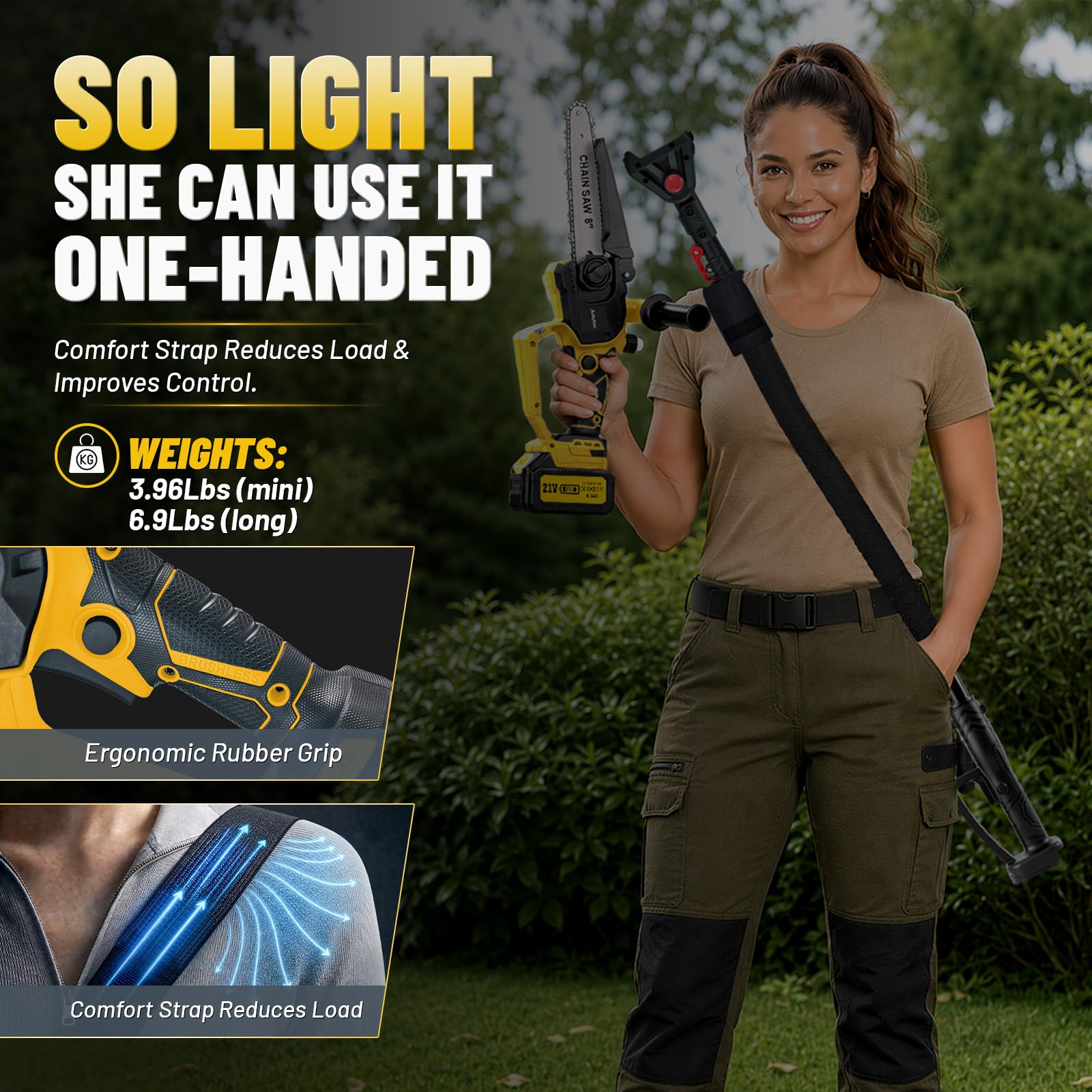 Autubin built-in LED illuminating shaded branch area improving visibility and accuracy