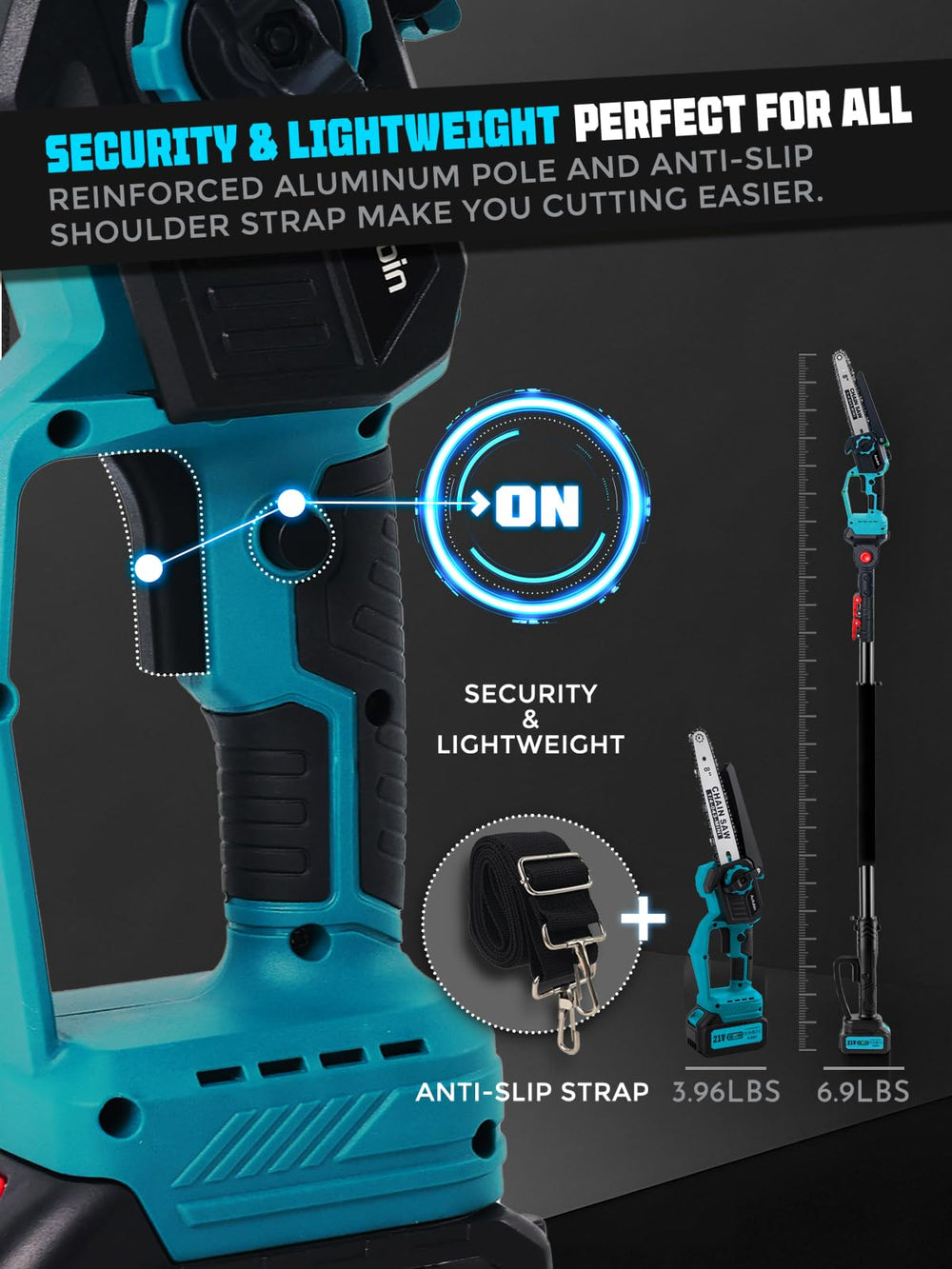 Autubin beside a person to show scale and ergonomic length for comfortable handling