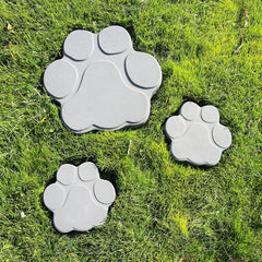 AUTUMN stepping stones made from molds installed in garden path for decorative benefit