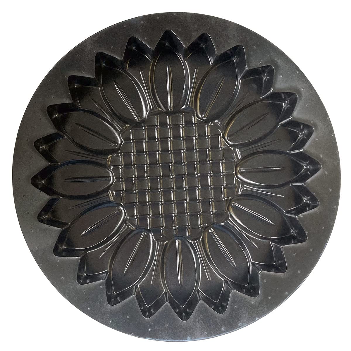 AUTUMN sunflower mold filled with concrete demonstrating easy pour and release