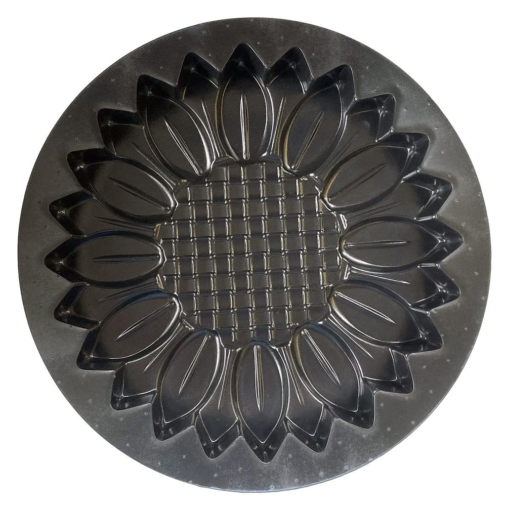 AUTUMN sunflower mold filled with concrete demonstrating easy pour and release