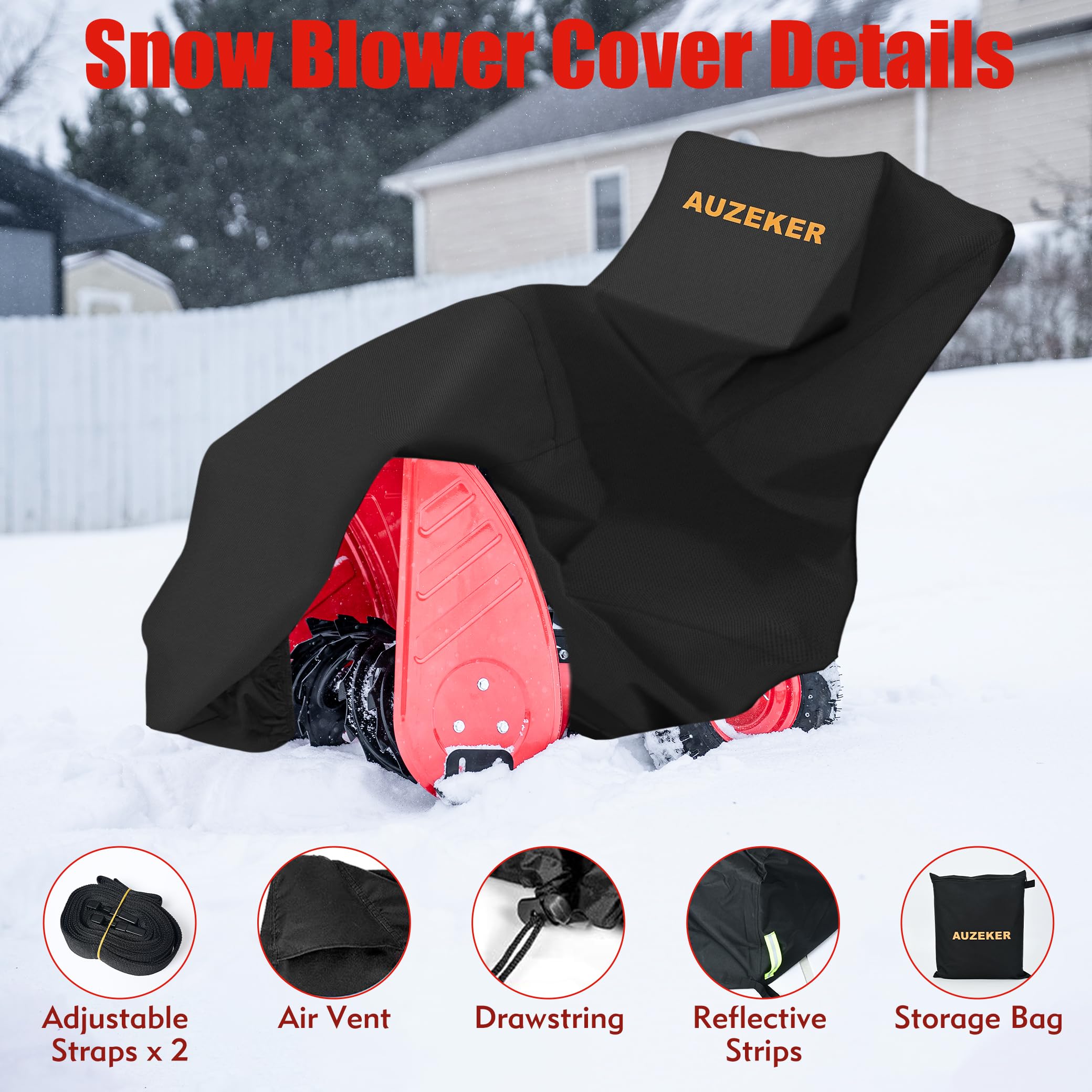 AUZEKER strap and buckle detail securing cover tight against wind