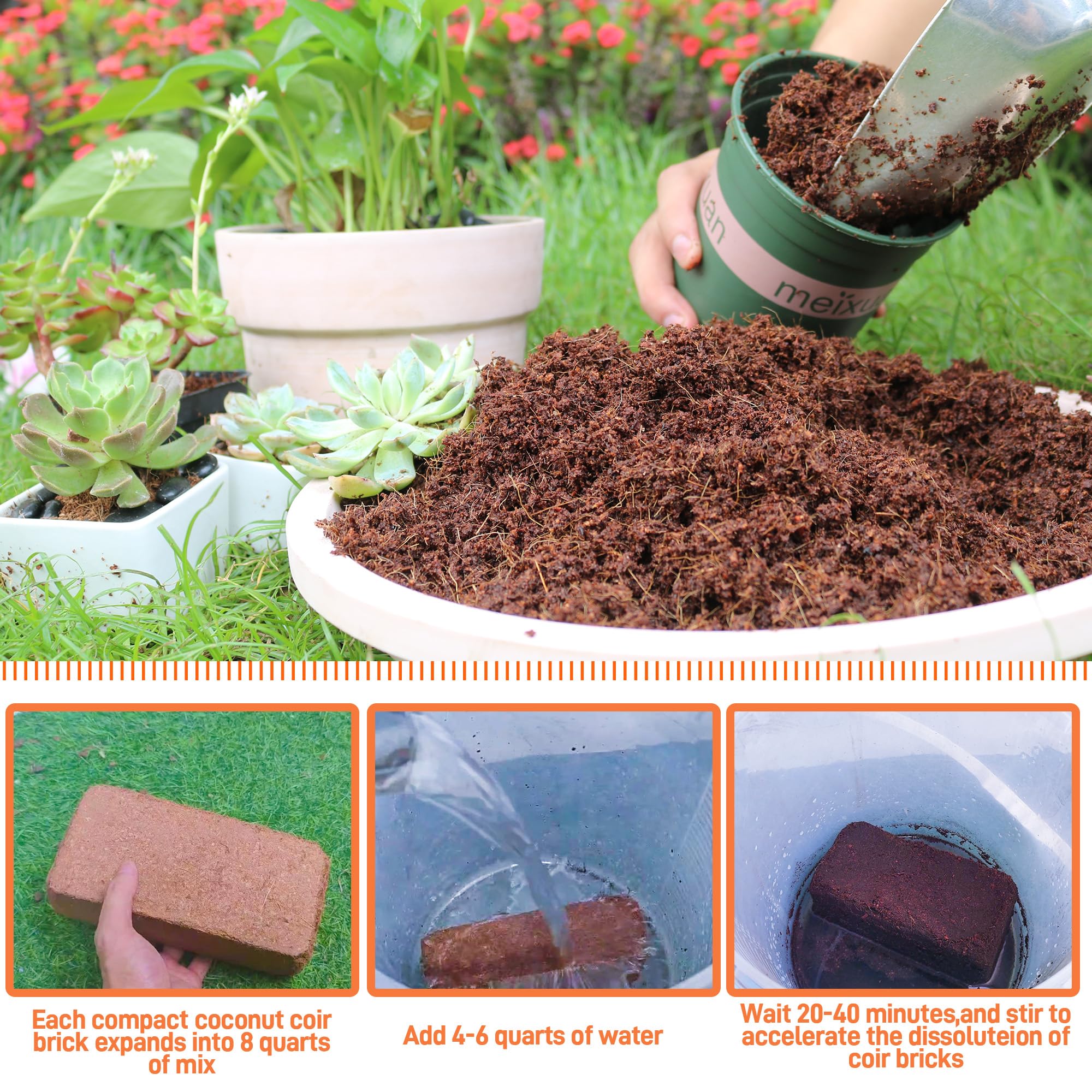 Avalution close-up fibrous coir texture for better root aeration