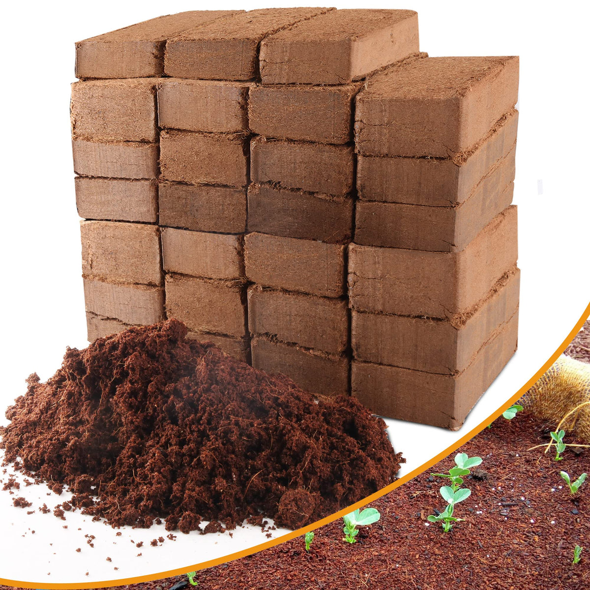 Avalution front packaging showing 27 coco coir bricks and benefits