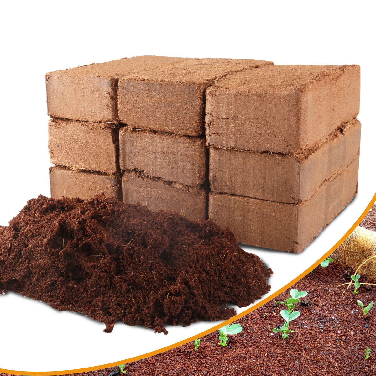 Avalution front packaging showing 9 coir bricks and benefits