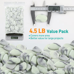Avalution blue-green pebbles lining garden path for nighttime visibility