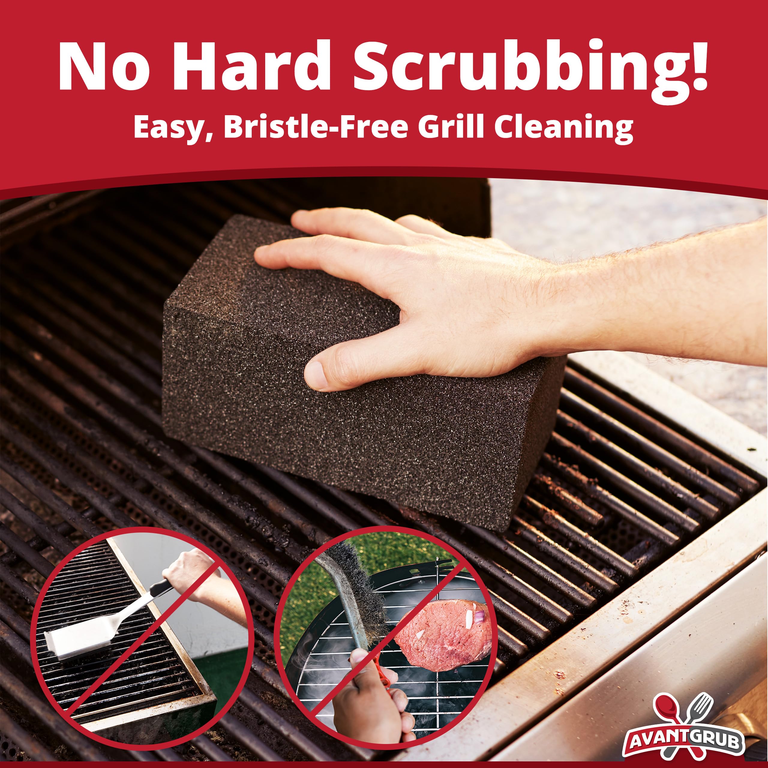 Avant Grub brick held in hand demonstrating compact size for precise cleaning