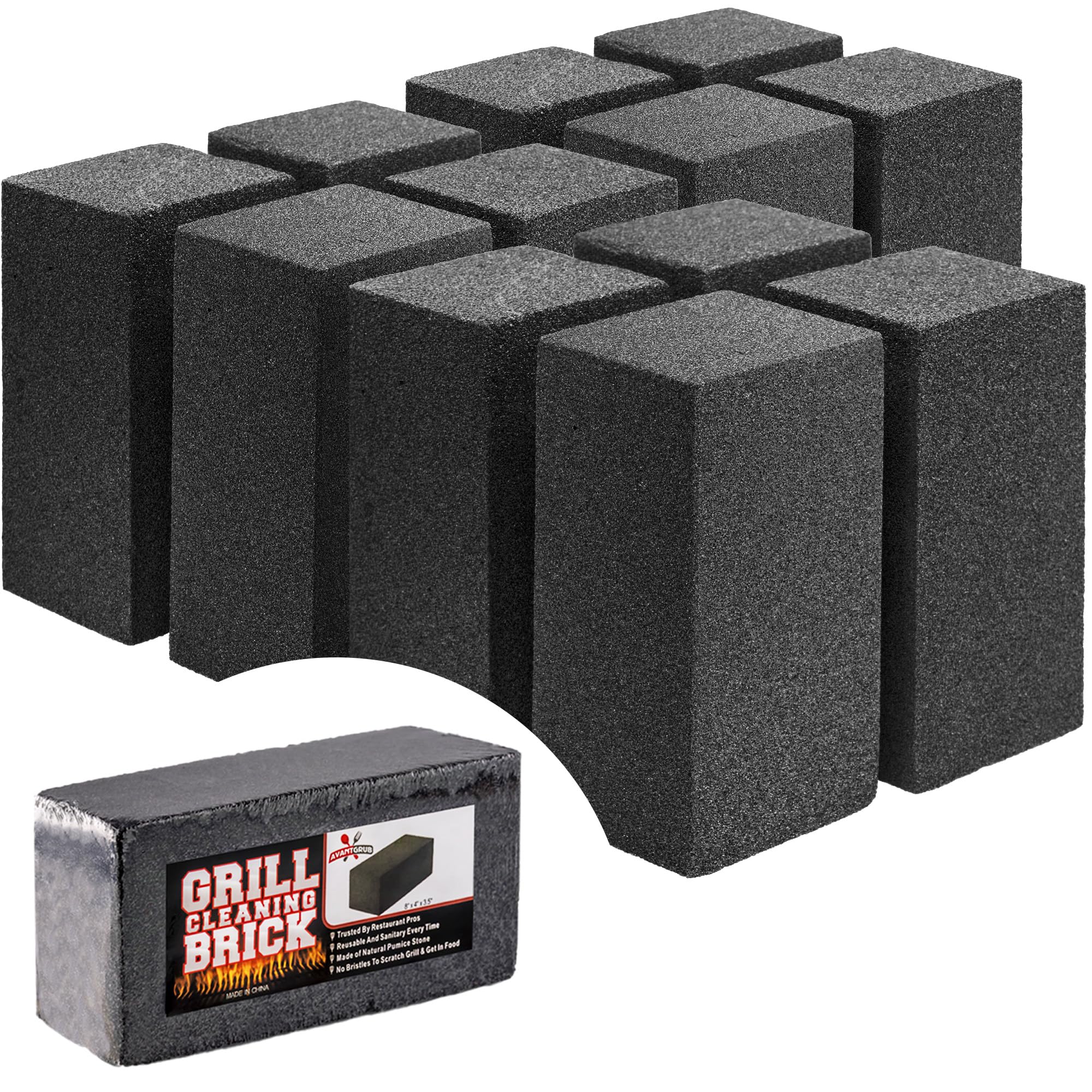 Avant Grub front pack of 12 grill bricks showing bulk value and professional supply