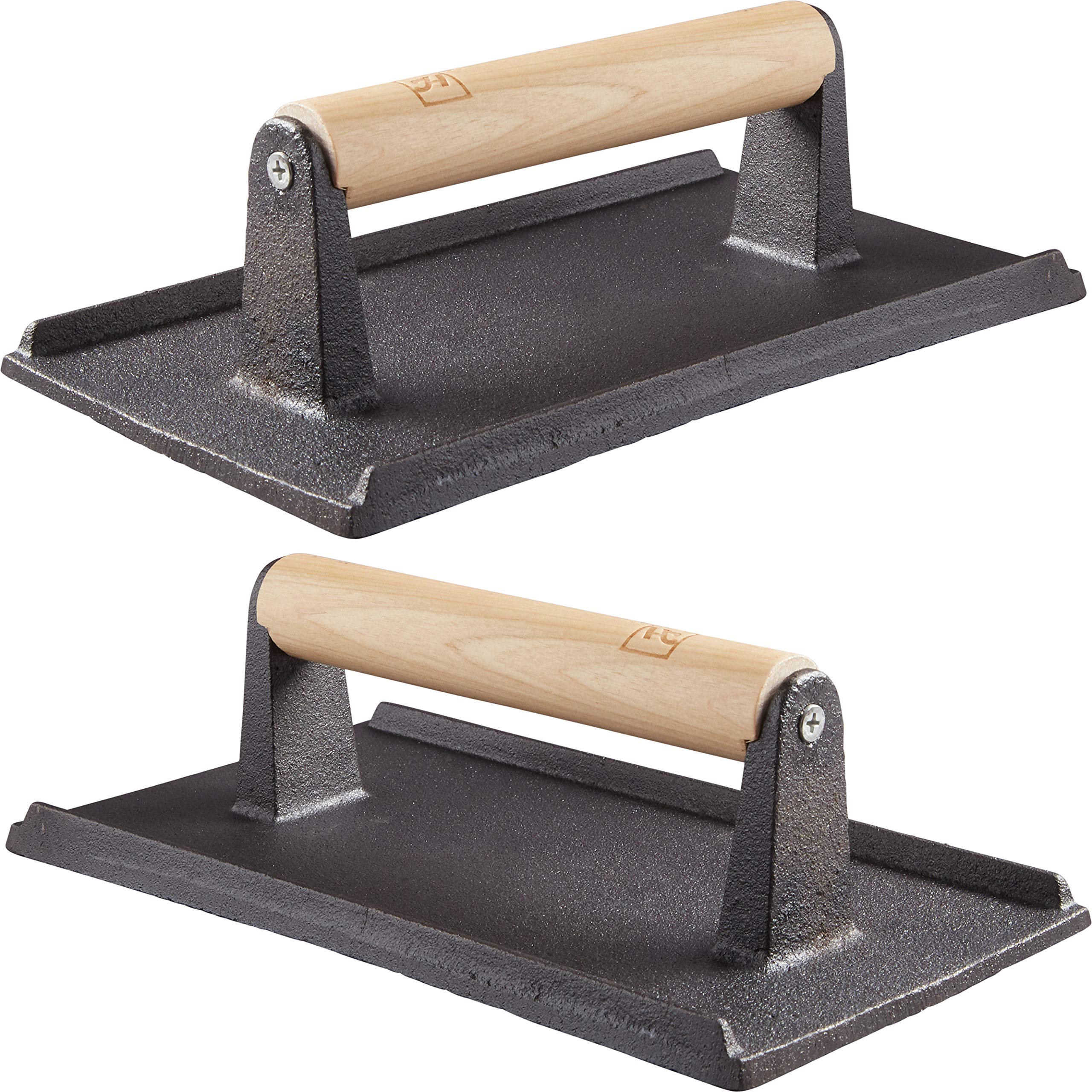 Avant Grub front view of two cast iron presses showing full plates and handles, pro performance