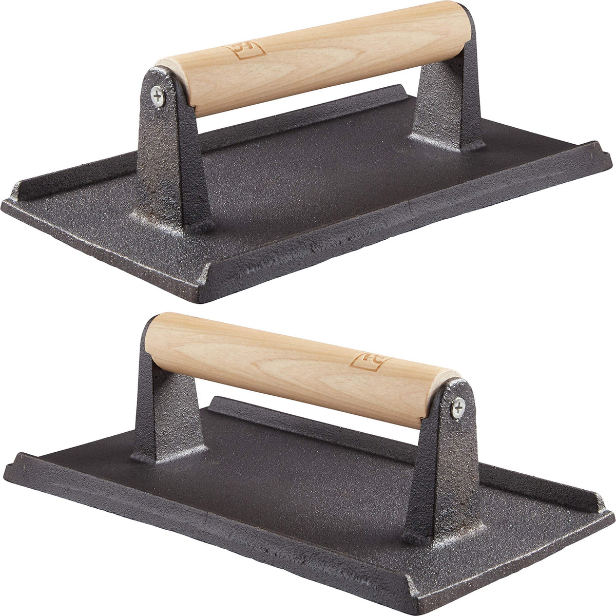 Avant Grub front view of two cast iron presses showing full plates and handles, pro performance