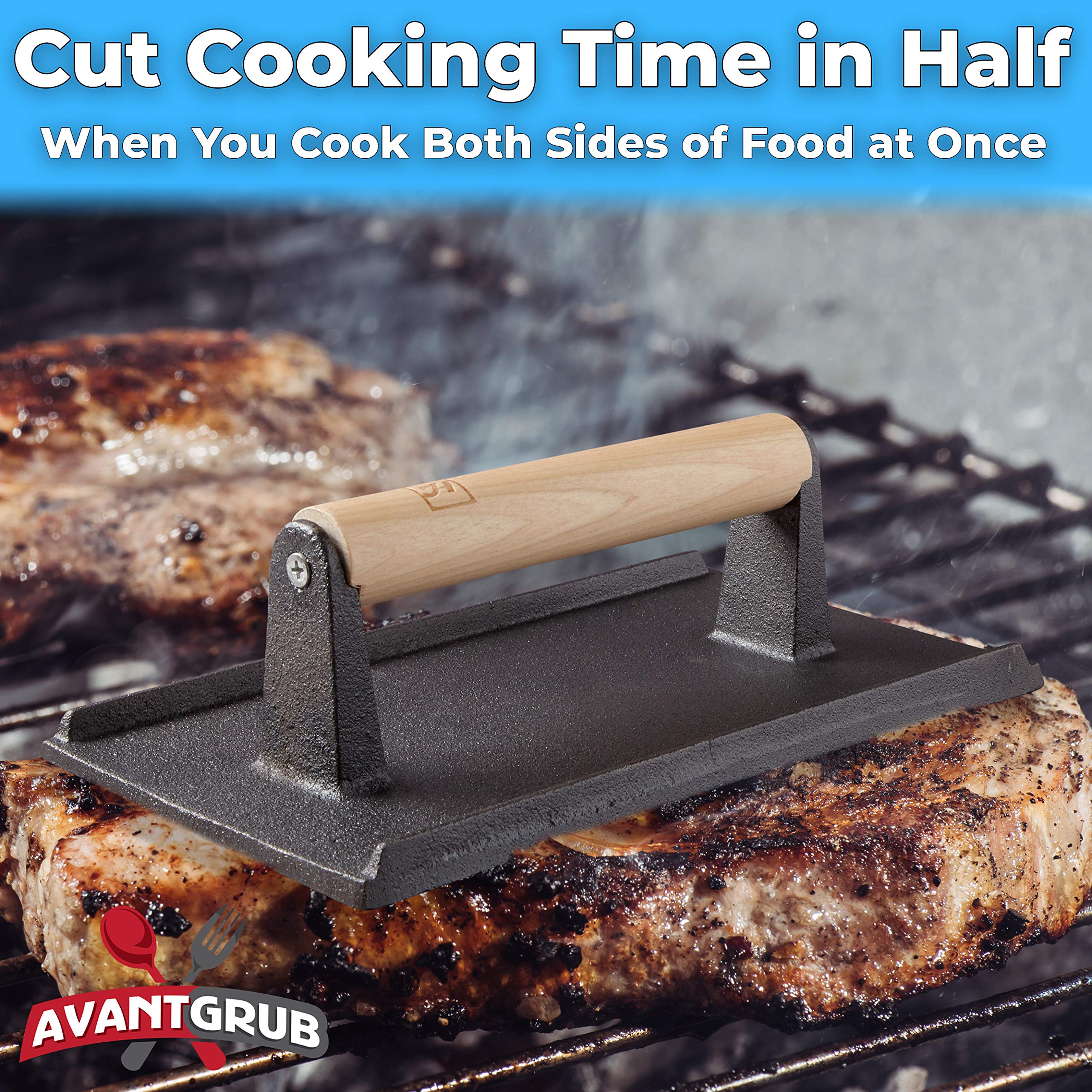 Avant Grub wooden handle detail on press, cool-grip comfort for safe pressing
