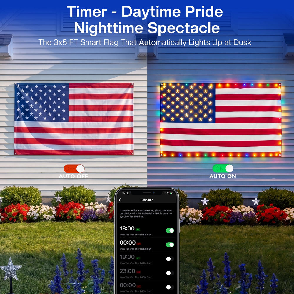 Avatar Controls flag hung on porch showing durable covered-outdoor use benefit