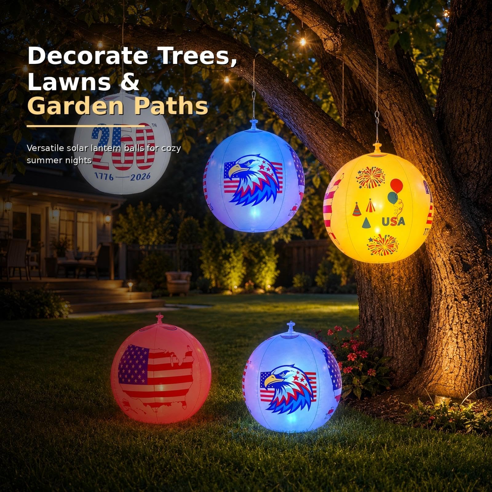 Avatar Controls collage of four patriotic panels showing themed daytime and night use