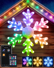 Avatar Controls front view snowflake light showing full illuminated pattern and bright LEDs