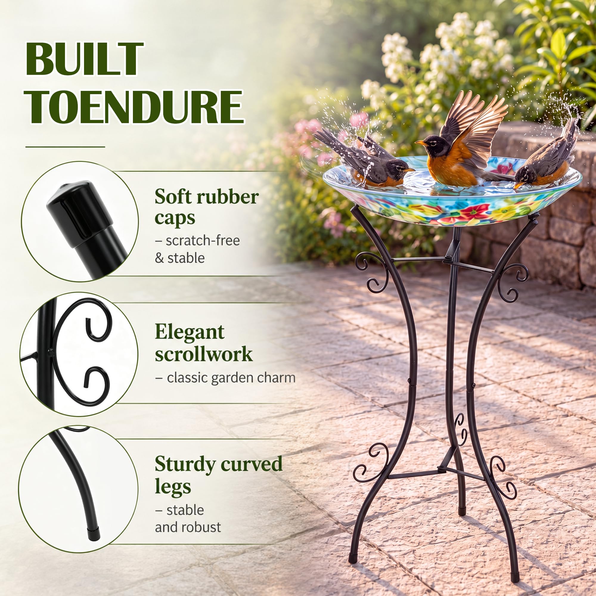 Avenuebool in garden lifestyle showing bird-friendly decor benefit
