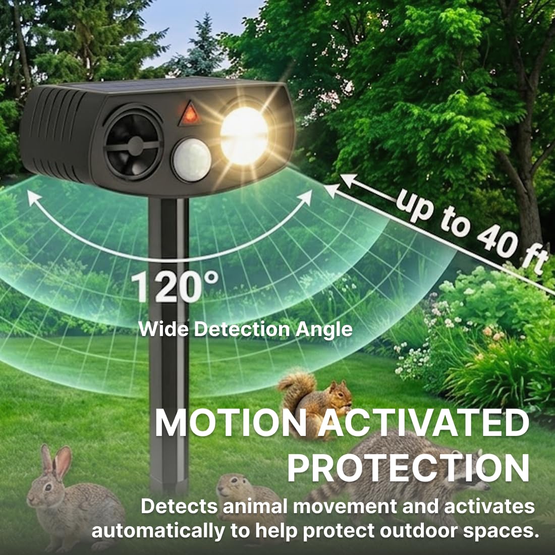 AWISH motion sensor close up detecting animals to trigger ultrasonic pulses