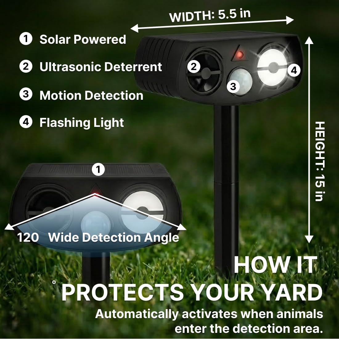 AWISH top solar panel close up charging the repeller for continuous power