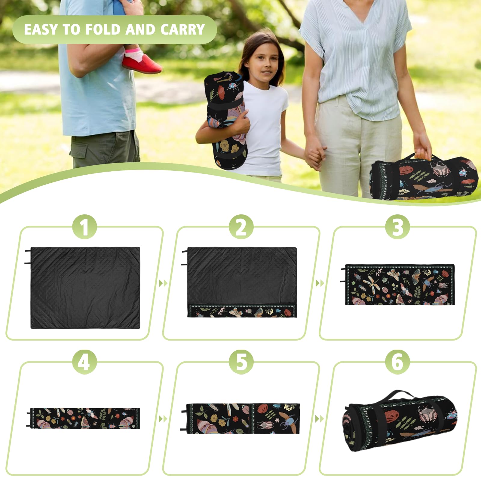 awufncksn family picnic on blanket showing roomy seating for group