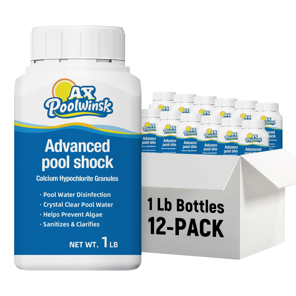 AX Poolwinsk front packaging showing 12-pack bottles and clear labeling for quick identification and safe storage