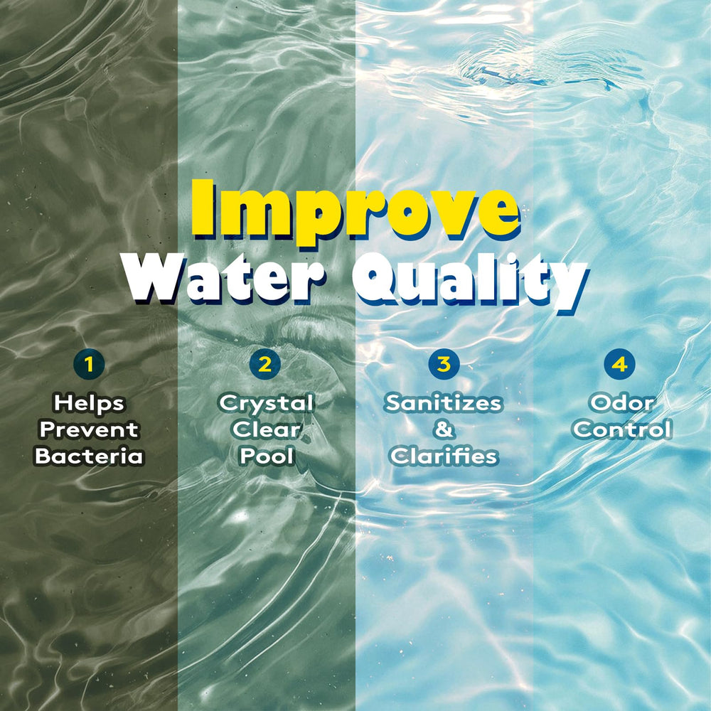 AX Poolwinsk pouring into pool with pump running to demonstrate easy, mess-free application