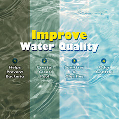 AX Poolwinsk pouring into pool with pump running to demonstrate easy, mess-free application