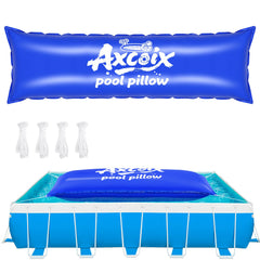 Axcoix front view of inflated pool pillow showing durable construction and clear use