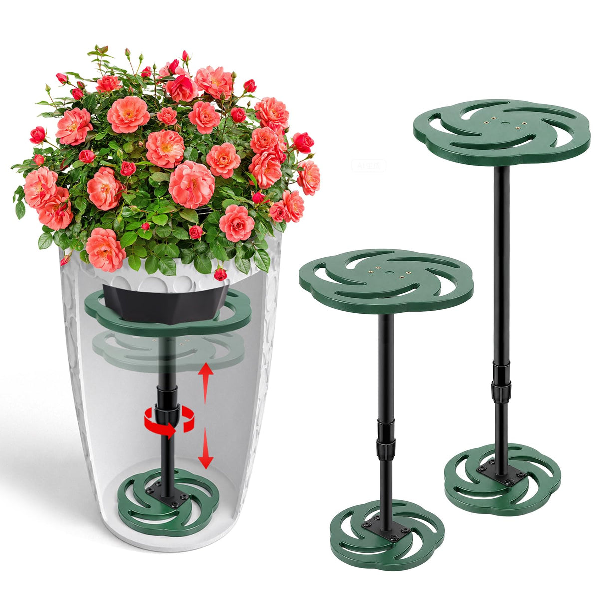 Axcoix front view of assembled riser showing stable plant support