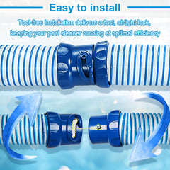 AXQKFZ hose attached to Zodiac MX6 cleaner demonstrating restored suction performance