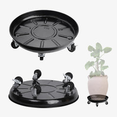 AyaLight front view of two black metal plant dollies showing robust design and finish